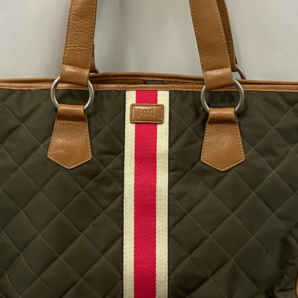 POUT Designer Baby Diaper Bag Quilted Large Brown - Picture 2 of 16